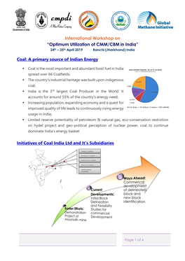 International Workshop on Optimum Utilization of CMM/CBM in India