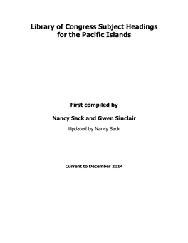 Library of Congress Subject Headings for the Pacific Islands