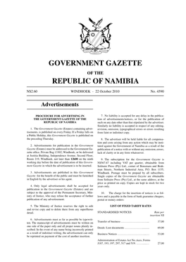 Government Gazette Republic of Namibia