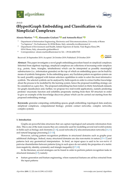 Graph Embedding and Classification Via Simplicial Complexes