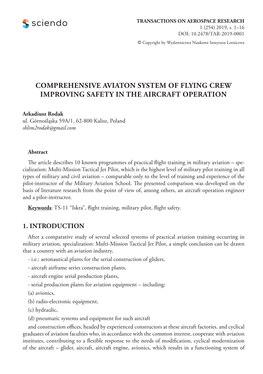 Comprehensive Aviaton System of Flying Crew Improving Safety in the Aircraft Operation