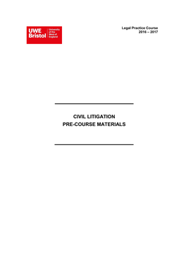 Civil Litigation Pre-Course Materials