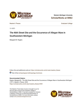 The 46Th Street Site and the Occurrence of Allegan Ware in Southwestern Michigan