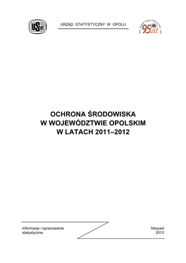 Ochrona Środowiska W Województwie Opolskim W Latach 2011–2012