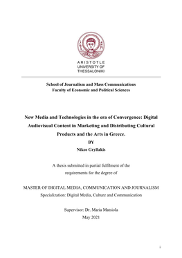 Digital Audiovisual Content in Marketing and Distributing Cultural Products and the Arts in Greece