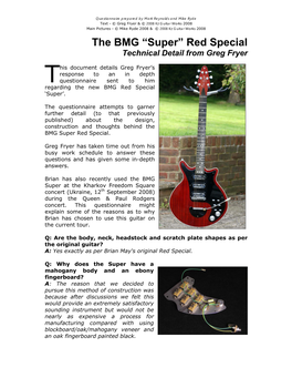 The BMG “Super” Red Special Technical Detail from Greg Fryer