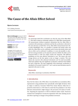 The Cause of the Allais Effect Solved
