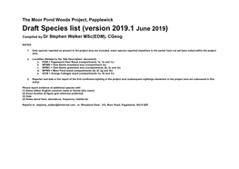 Species List (Version 2019.1 June 2019) Compiled by Dr Stephen Walker Msc(EDM), Cgeog