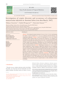 Investigation of Cryptic Diversity and Occurrence of Echinostome