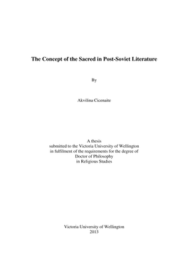 The Concept of the Sacred in Post-Soviet Literature