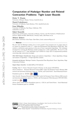 Computation of Hadwiger Number and Related Contraction Problems: Tight Lower Bounds Fedor V