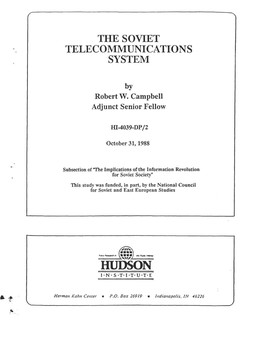 The Soviet Telecommunications System