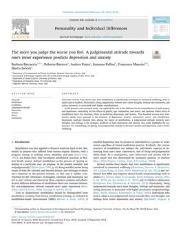 The More You Judge the Worse You Feel. a Judgemental Attitude Towards