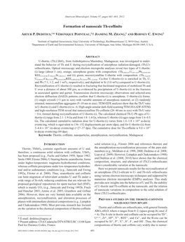 Formation of Nanoscale Th-Coffinite