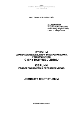 Studium Gminy Horyniec-Zdrój Kierunki