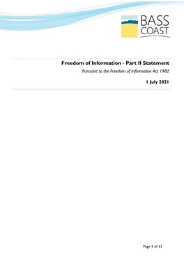 Freedom of Information - Part II Statement Pursuant to the Freedom of Information Act 1982