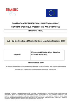 Mission D'expertise Électorale Niger