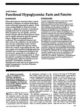 Functional Hypoglycemia