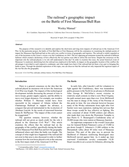 The Railroad's Geographic Impact on the Battle of First Manassas/Bull