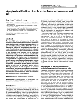 Apoptosis at the Time of Embryo Implantation in Mouse and Rat