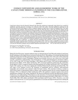 Energy Expenditure and Geomorphic Work of the Cataclysmic Missoula Flooding in the Columbia River Gorge, Usa