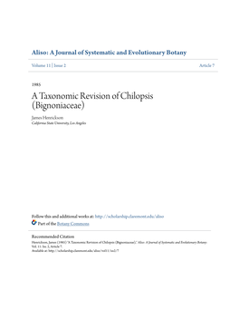 A Taxonomic Revision of Chilopsis (Bignoniaceae) James Henrickson California State University, Los Angeles