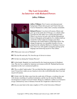 An Interview with Richard Powers