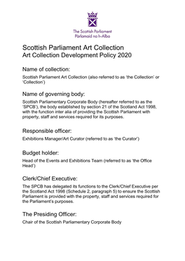 Scottish Parliament Art Collection Development Policy