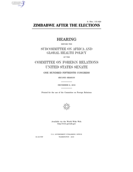 Zimbabwe After the Elections Hearing Committee On