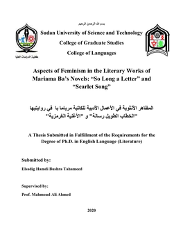 Aspects of Feminism in the Literary Works of Mariama Ba‟S Novels: “So Long a Letter” and “Scarlet Song”