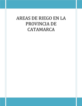 Areas De Riego En La Provincia De Catamarca