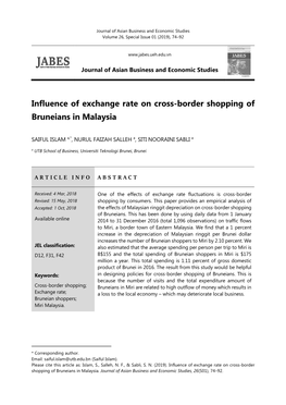 Influence of Exchange Rate on Cross-Border Shopping of Bruneians in Malaysia