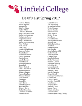 Dean's List Spring 2017