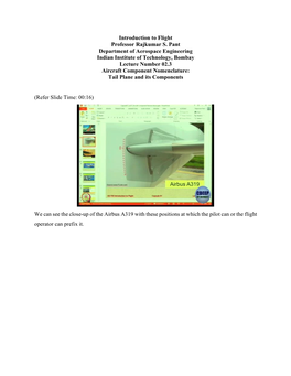 Aircraft Component Nomenclature: Tail Plane and Its Components