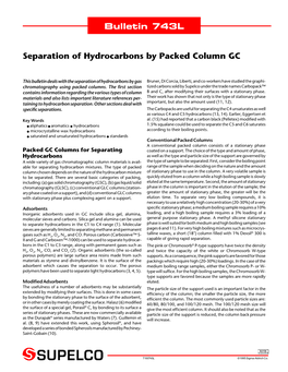 Bulletin 743L Separation of Hydrocarbons by Packed Column GC