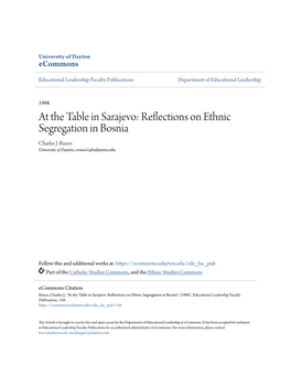 At the Table in Sarajevo: Reflections on Ethnic Segregation in Bosnia Charles J