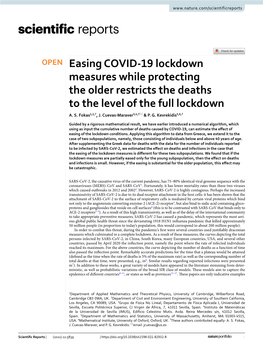 Easing COVID-19 Lockdown Measures While Protecting the Older Restricts