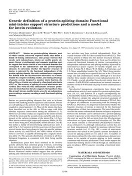 Genetic Definition of a Protein-Splicing Domain: Functional Mini-Inteins Support Structure Predictions and a Model for Intein Evolution