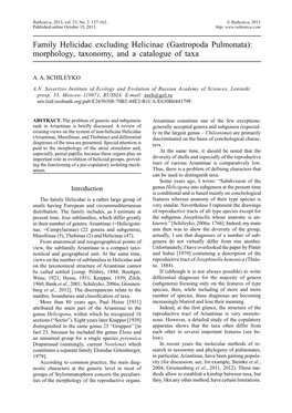 Gastropoda Pulmonata): Morphology, Taxonomy, and a Catalogue of Taxa
