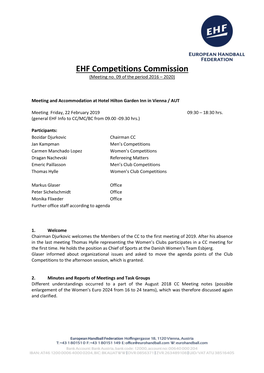 EHF Competitions Commission (Meeting No