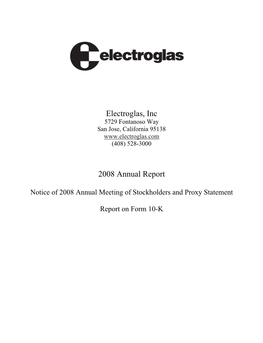 Electroglas, Inc 2008 Annual Report