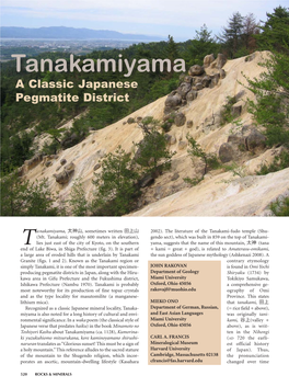 Tanakamiyama a Classic Japanese Pegmatite District