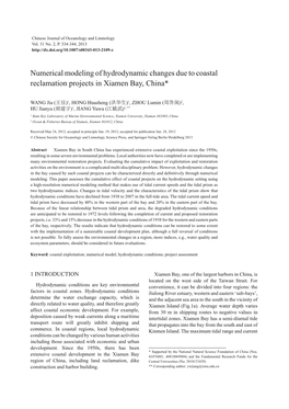 Numerical Modeling of Hydrodynamic Changes Due to Coastal Reclamation Projects in Xiamen Bay, China*