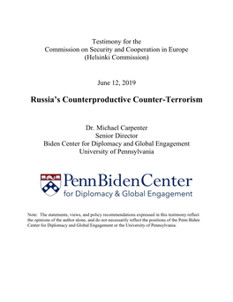 Russia's Counterproductive Counter-Terrorism