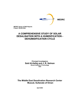 Solar Desalination with HD Cycle