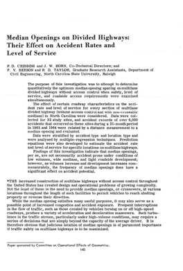 Median Openings on Divided Highways: Their Effect on Accident Rates and Level of Service