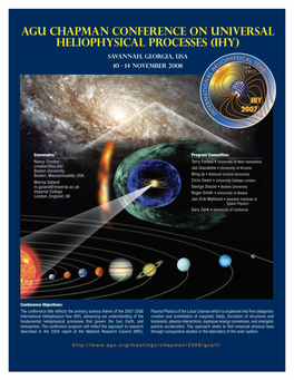 Universal Heliophysical Processes (IHY) Savannah, Georgia, USA 10–14 November 2008