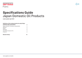 Specifications Guide Japan Domestic Oil Products Latest Update: April 2021