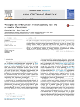 Willingness to Pay for Airlines' Premium Economy Class: The