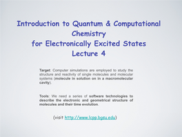 Introduction to Quantum & Computational Chemistry For